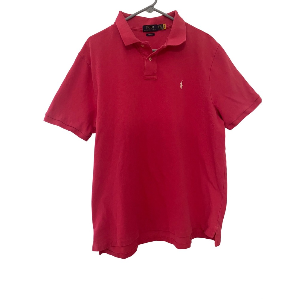 Polo Ralph Lauren Mens Classic Fit Cotton Polo Shirt Pink XXL Short Sleeve